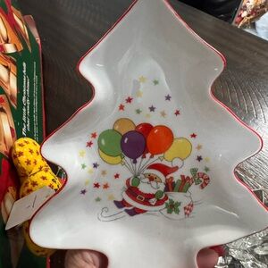 Japanese Christmas Tree Shaped Dish with Santa Design